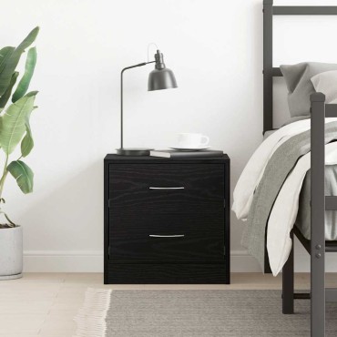 vidaXL Κομοδίνο Μαύρο Δρυς 40x30x40cm από Επεξεργασμένο Ξύλο 1 τεμ.