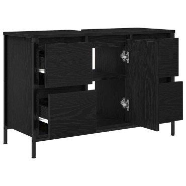 vidaXL ντουλάπι νιπτήρα με συρτάρια Μαύρη δρυς 90x34,5x60cm