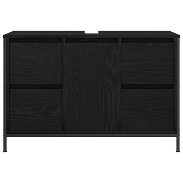 vidaXL ντουλάπι νιπτήρα με συρτάρια Μαύρη δρυς 90x34,5x60cm