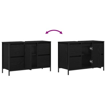vidaXL ντουλάπι νιπτήρα με συρτάρια Μαύρη δρυς 90x34,5x60cm