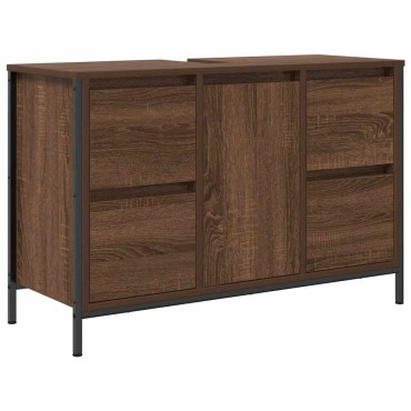 vidaXL ντουλάπι νιπτήρα με συρτάρια καφέ δρυς 90x34,5x60cm