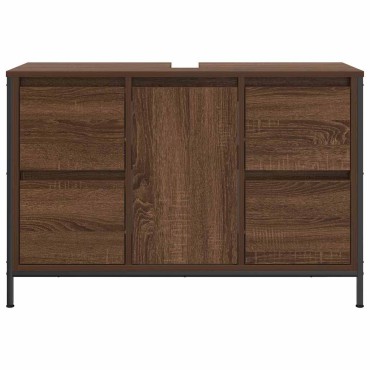 vidaXL ντουλάπι νιπτήρα με συρτάρια καφέ δρυς 90x34,5x60cm