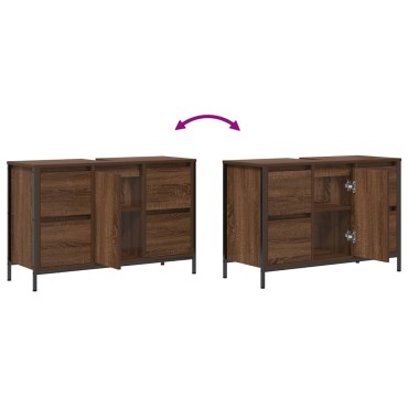 vidaXL ντουλάπι νιπτήρα με συρτάρια καφέ δρυς 90x34,5x60cm