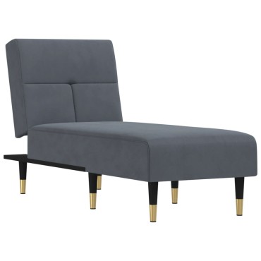 vidaXL Ανάκλιντρο Σκούρο Γκρι Βελούδινο 55x140x70cm 1 τεμ.
