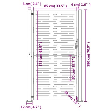 vidaXL Πύλη Κήπου με Τετράγωνο Σχέδιο 105 x 180 εκ. από Ατσάλι Corten