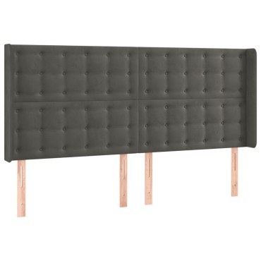 vidaXL Κεφαλάρι με Πτερύγια Σκούρο Γκρι 163x16x118/128cm Βελούδινο 1 τεμ.