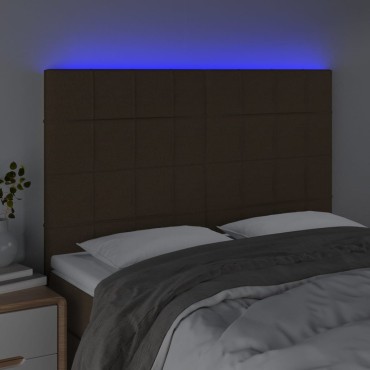vidaXL Κεφαλάρι Κρεβατιού LED Σκούρο Καφέ 144x5x118/128cm Υφασμάτινο 1 τεμ.