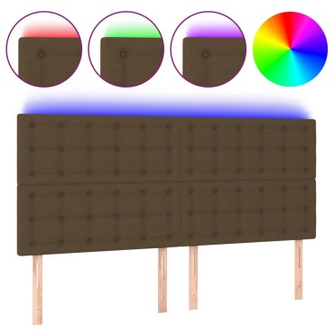 vidaXL Κεφαλάρι Κρεβατιού LED Σκούρο Καφέ 160x5x118/128cm Υφασμάτινο 1 τεμ.