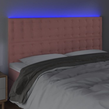 vidaXL Κεφαλάρι Κρεβατιού LED Ροζ 160x5x118/128cm Βελούδινο 1 τεμ.