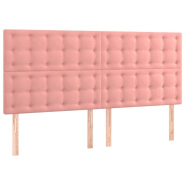 vidaXL Κεφαλάρι Κρεβατιού LED Ροζ 160x5x118/128cm Βελούδινο 1 τεμ.
