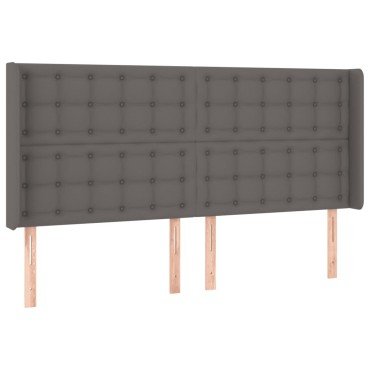 vidaXL Κεφαλάρι Κρεβατιού LED Γκρι 163x16x118/128cm Συνθετ. Δέρμα 1 τεμ.
