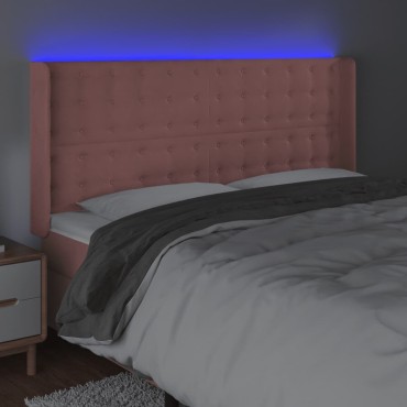 vidaXL Κεφαλάρι Κρεβατιού LED Ροζ 163x16x118/128cm Βελούδινο 1 τεμ.