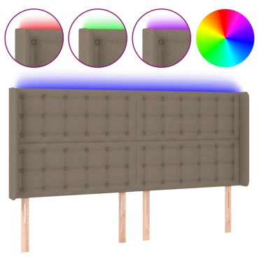 vidaXL Κεφαλάρι Κρεβατιού LED Taupe 163x16x118/128cm Υφασμάτινο 1 τεμ.