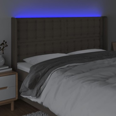 vidaXL Κεφαλάρι Κρεβατιού LED Taupe 163x16x118/128cm Υφασμάτινο 1 τεμ.