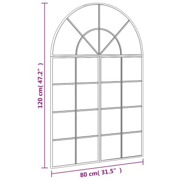 vidaXL Καθρέφτης Τοίχου Αψίδα Μαύρος 80 x 120 εκ. από Σίδερο