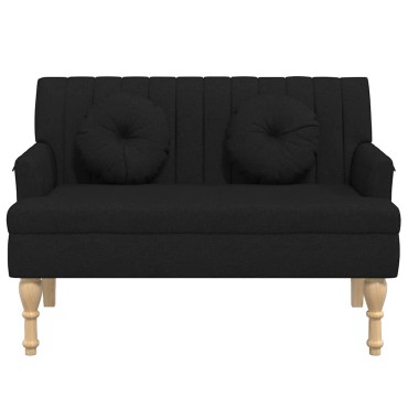 vidaXL Παγκάκι Μαύρο 113x64,5x75,5cm Υφασμάτινο με Μαξιλάρια