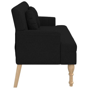 vidaXL Παγκάκι Μαύρο 113x64,5x75,5cm Υφασμάτινο με Μαξιλάρια