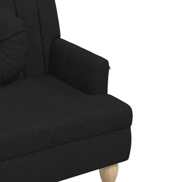 vidaXL Παγκάκι Μαύρο 113x64,5x75,5cm Υφασμάτινο με Μαξιλάρια