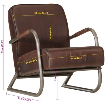 vidaXL Πολυθρόνα Καφέ από Γνήσιο Δέρμα 60x70x79cm 1 τεμ.