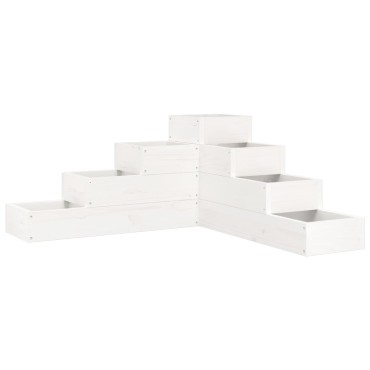 vidaXL Ζαρντινιέρα 4 Επιπέδων Λευκή 80,5x79x36 εκ. Μασίφ Ξύλο Πεύκου