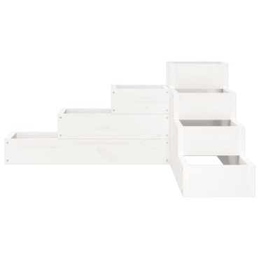 vidaXL Ζαρντινιέρα 4 Επιπέδων Λευκή 80,5x79x36 εκ. Μασίφ Ξύλο Πεύκου