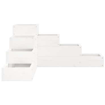 vidaXL Ζαρντινιέρα 4 Επιπέδων Λευκή 80,5x79x36 εκ. Μασίφ Ξύλο Πεύκου