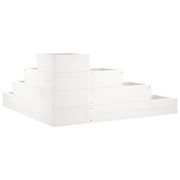 vidaXL Ζαρντινιέρα 4 Επιπέδων Λευκή 80,5x79x36 εκ. Μασίφ Ξύλο Πεύκου