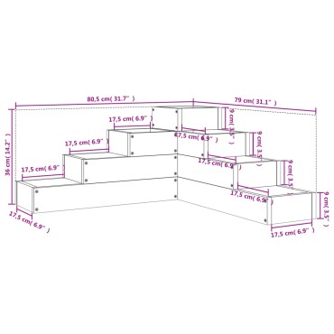 vidaXL Ζαρντινιέρα 4 Επιπέδων Λευκή 80,5x79x36 εκ. Μασίφ Ξύλο Πεύκου