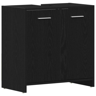 vidaXL Ντουλάπι Νιπτήρα Μπάνιου Μαύρο Δρυς 60x33x60cm Επεξ. Ξύλο 1 τεμ.