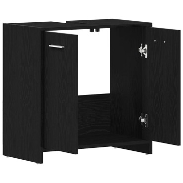 vidaXL Ντουλάπι Νιπτήρα Μπάνιου Μαύρο Δρυς 60x33x60cm Επεξ. Ξύλο 1 τεμ.