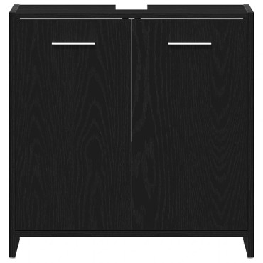 vidaXL Ντουλάπι Νιπτήρα Μπάνιου Μαύρο Δρυς 60x33x60cm Επεξ. Ξύλο 1 τεμ.
