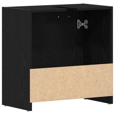 vidaXL Ντουλάπι Νιπτήρα Μπάνιου Μαύρο Δρυς 60x33x60cm Επεξ. Ξύλο 1 τεμ.
