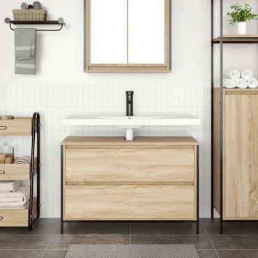 vidaXL Ντουλάπι νιπτήρα μπάνιου με συρτάρια Sonoma Δρυς 90x34,5x60cm 1 τεμ.