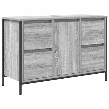 vidaXL ντουλάπι νιπτήρα με συρτάρια γκρι Sonoma 90x34,5x60cm