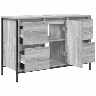 vidaXL ντουλάπι νιπτήρα με συρτάρια γκρι Sonoma 90x34,5x60cm