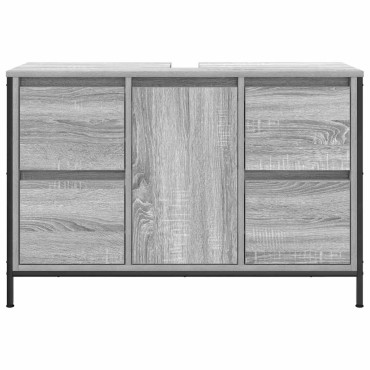 vidaXL ντουλάπι νιπτήρα με συρτάρια γκρι Sonoma 90x34,5x60cm