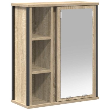 vidaXL Ντουλάπι Μπάνιου με Καθρέφτη Sonoma δρυς 50x21x60cm 1 τεμ.