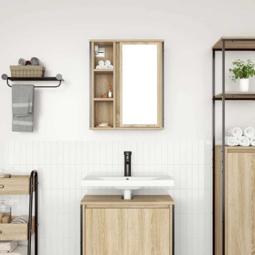 vidaXL Ντουλάπι Μπάνιου με Καθρέφτη Sonoma δρυς 50x21x60cm 1 τεμ.
