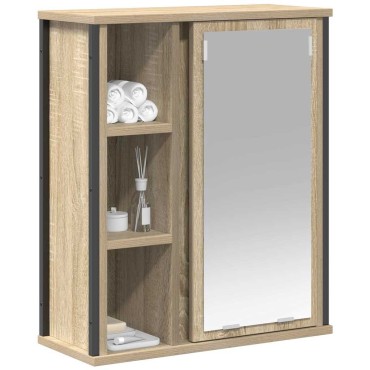 vidaXL Ντουλάπι Μπάνιου με Καθρέφτη Sonoma δρυς 50x21x60cm 1 τεμ.
