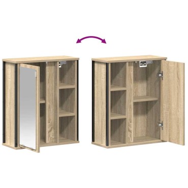vidaXL Ντουλάπι Μπάνιου με Καθρέφτη Sonoma δρυς 50x21x60cm 1 τεμ.