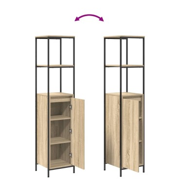vidaXL Ντουλάπι μπάνιου με ράφια Sonoma δρυς 36x35x165cm 1 τεμ.