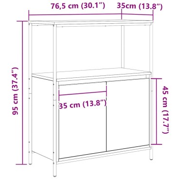 vidaXL Ντουλάπι μπάνιου με ράφια Γκρι Sonoma 76,5x35x95cm 1 τεμ.