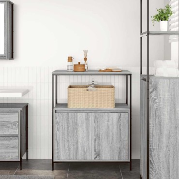 vidaXL Ντουλάπι μπάνιου με ράφια Γκρι Sonoma 76,5x35x95cm 1 τεμ.
