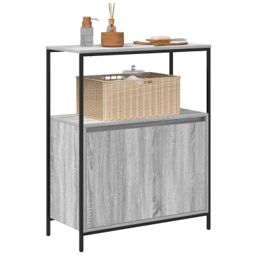 vidaXL Ντουλάπι μπάνιου με ράφια Γκρι Sonoma 76,5x35x95cm 1 τεμ.