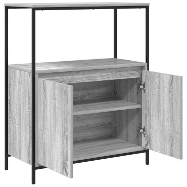 vidaXL Ντουλάπι μπάνιου με ράφια Γκρι Sonoma 76,5x35x95cm 1 τεμ.