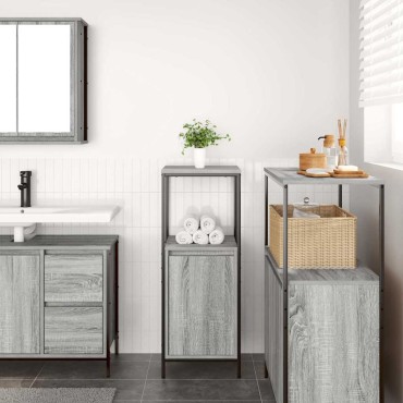 vidaXL Ντουλάπι Μπάνιου με Καθρέφτη Γκρι Sonoma 36x35x95cm 1 τεμ.