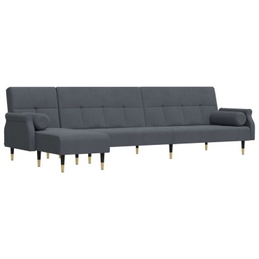 vidaXL Καναπές Κρεβάτι Γωνιακός Σκ. Γκρι 271x140x70cm Βελούδινος 1 τεμ.