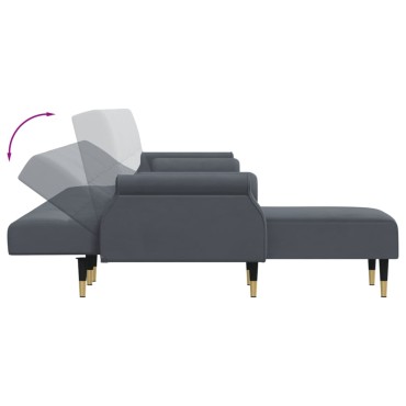 vidaXL Καναπές Κρεβάτι Γωνιακός Σκ. Γκρι 271x140x70cm Βελούδινος 1 τεμ.