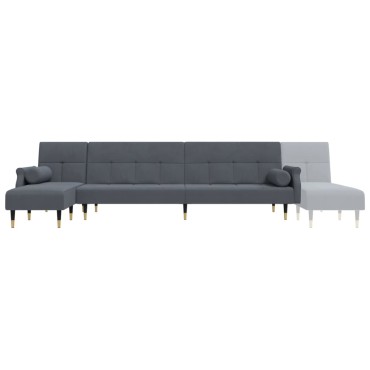 vidaXL Καναπές Κρεβάτι Γωνιακός Σκ. Γκρι 271x140x70cm Βελούδινος 1 τεμ.