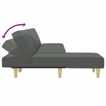 vidaXL Καναπές Κρεβάτι Γωνιακός Σκ. Γκρι 255x140x70cm Υφασμάτινος 1 τεμ.
